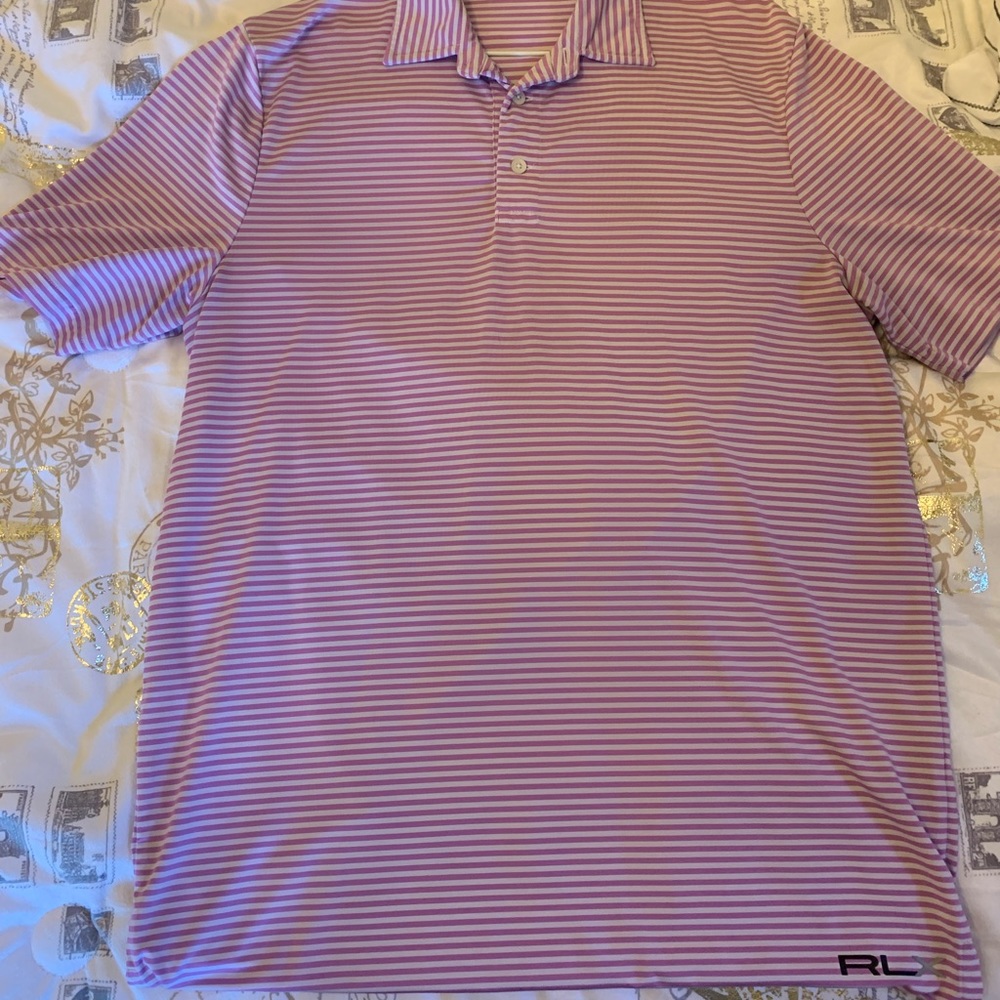 Ralph Lauren RLX Medium purple/white striped Men’s golf shirt